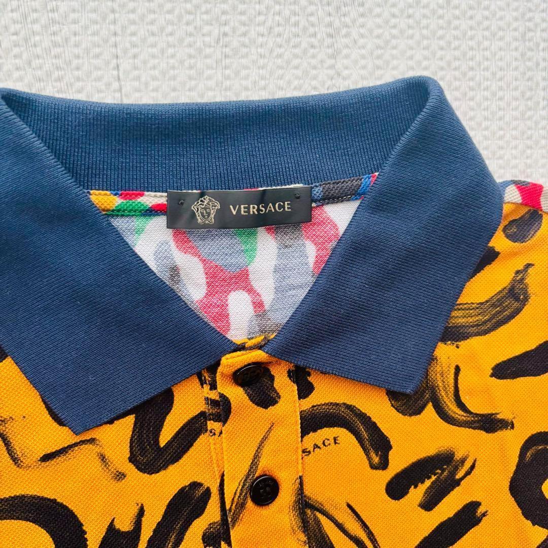 VERSACE 総柄ポロシャツ イタリア製 マルチカラー 美品 レア