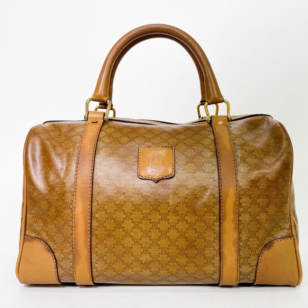 CELINE✨セリーヌ ミニボストンバッグ マカダム トリオンフ 総柄 PVC ビンテージ】セリーヌ ミニボストンバッグ マカダム トリオンフ