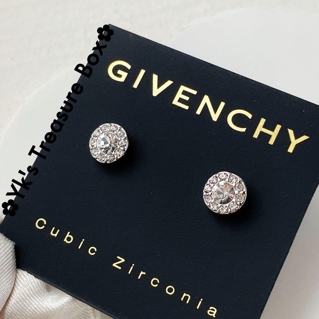 B688/GIVENCHY/シルバーxクリア/パヴェ キラキラ ピアス - メルカリ