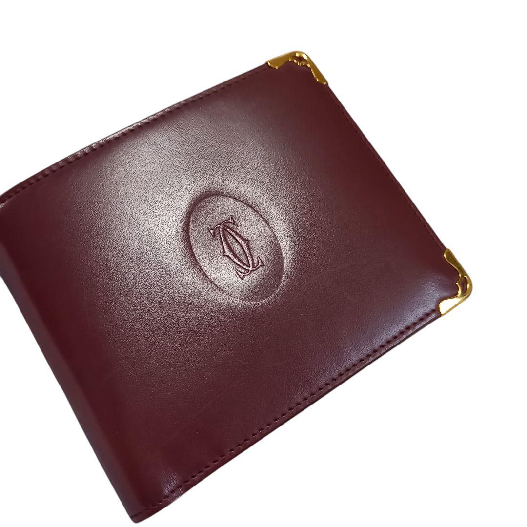 must de Cartier 二つ折り財布 カルティエ　　　レザーボール