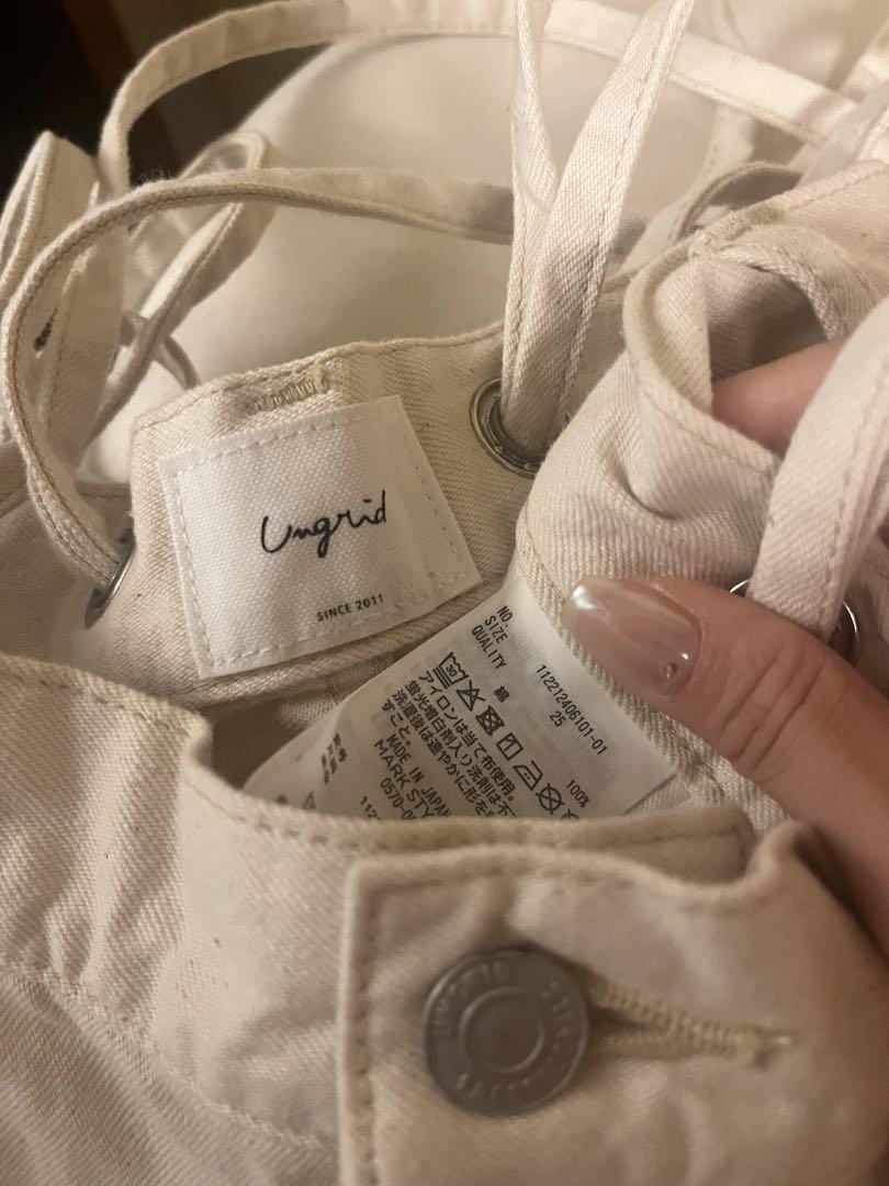 Ungrid ショルダーストラップカットオフデニム サロペット