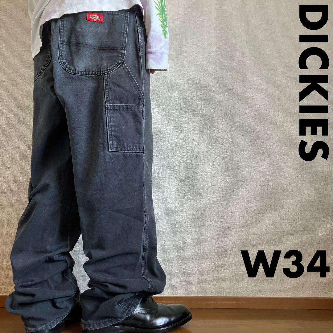 極太00s dickies ダック地ブラックペインターパンツ W34 B系Y2K
