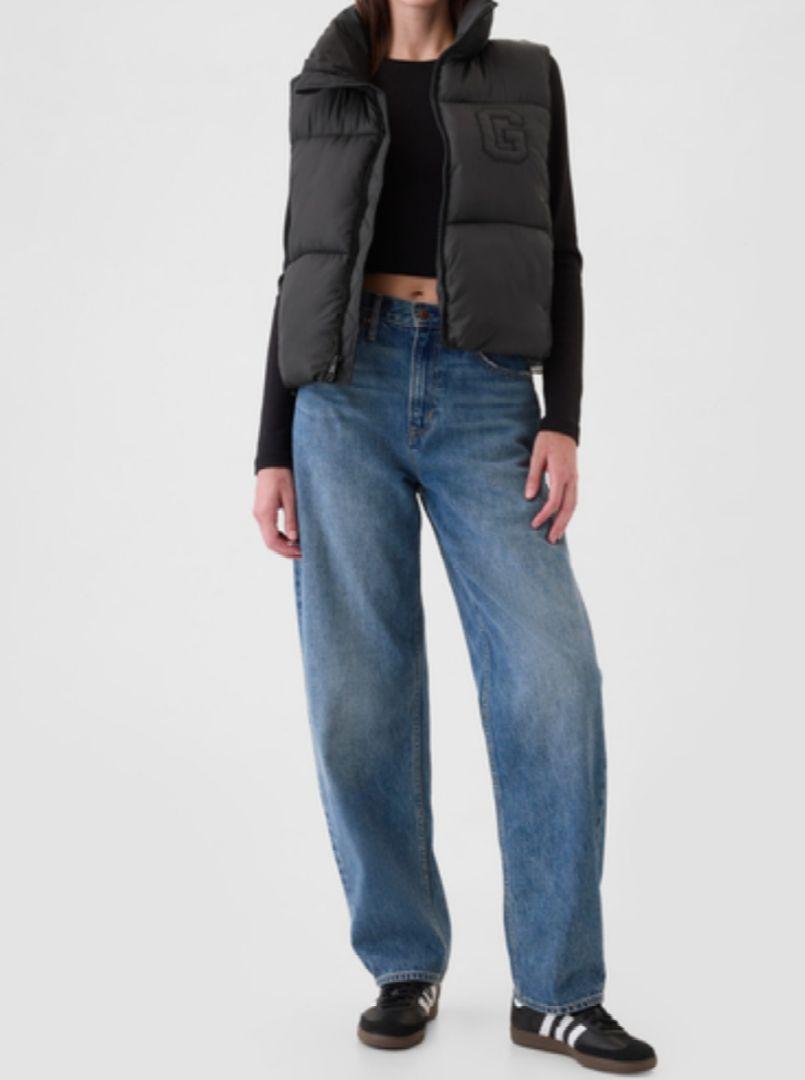 新品　GAP　パファーベスト　クロップドロゴプリマ　M　ダウンベスト