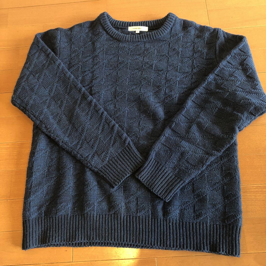 ABAHOUSE ecru ニットセーター 48 　ネイビー　ブルー　Ｌサイズ
