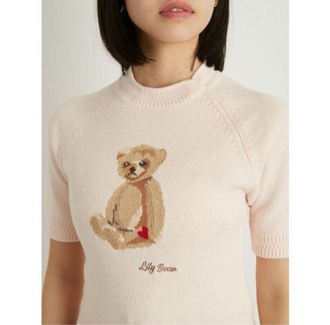 Lily Brown Lily Bearハートモチーフニット リリーベアーピンク