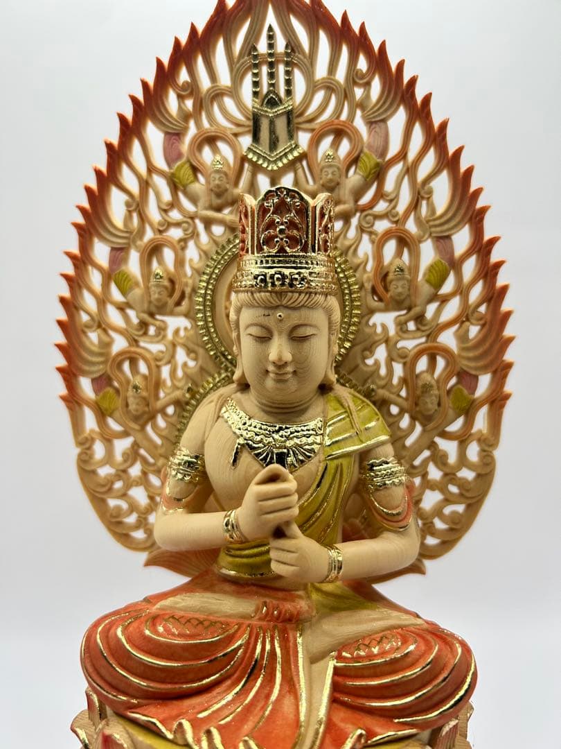 【送料無料】彩色大日如来 仏像 — 精密木彫仕上げ品