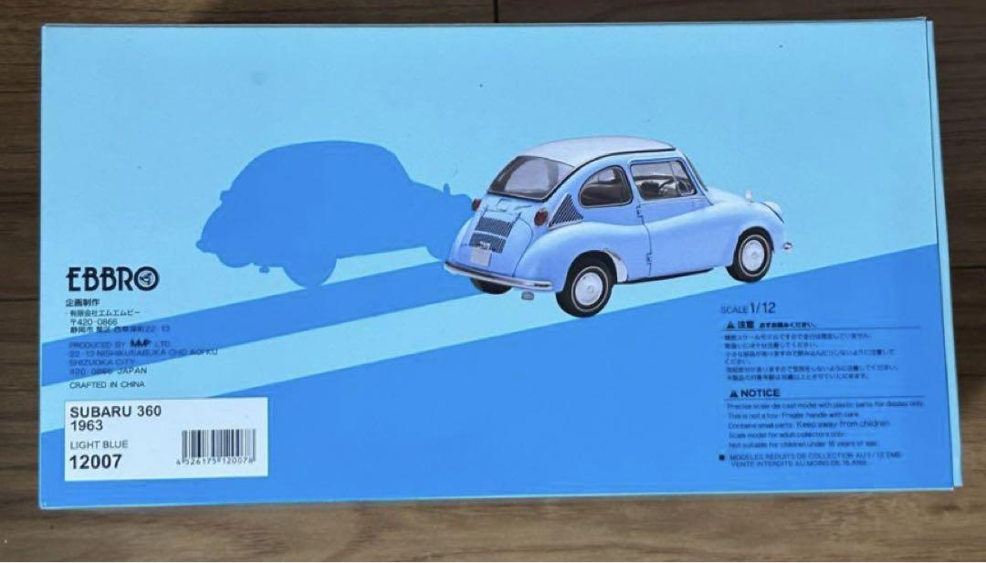 の*ー様 エブロSubaru 360 水色 ミニカー1/12