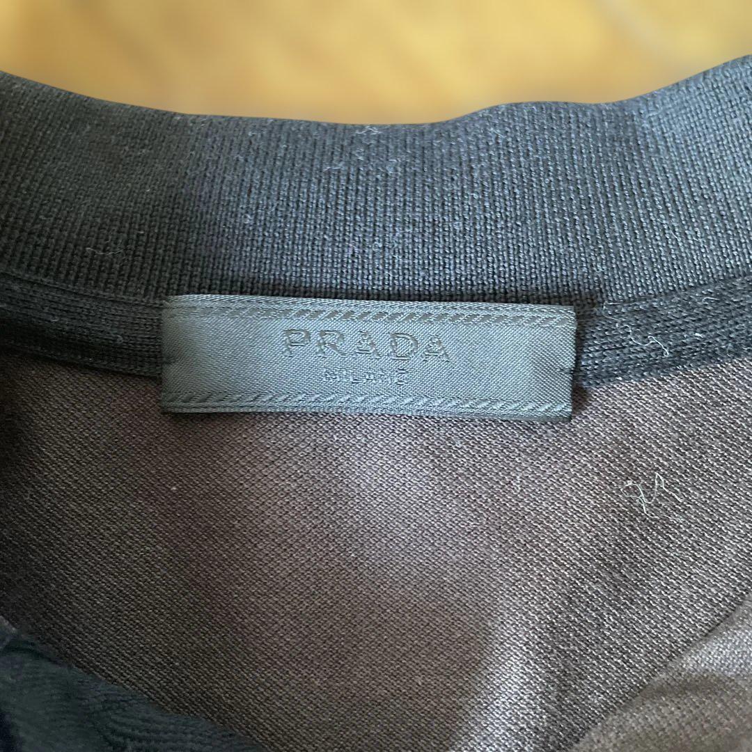 プラダ PRADA ポロシャツ ブラウン×ブラック M