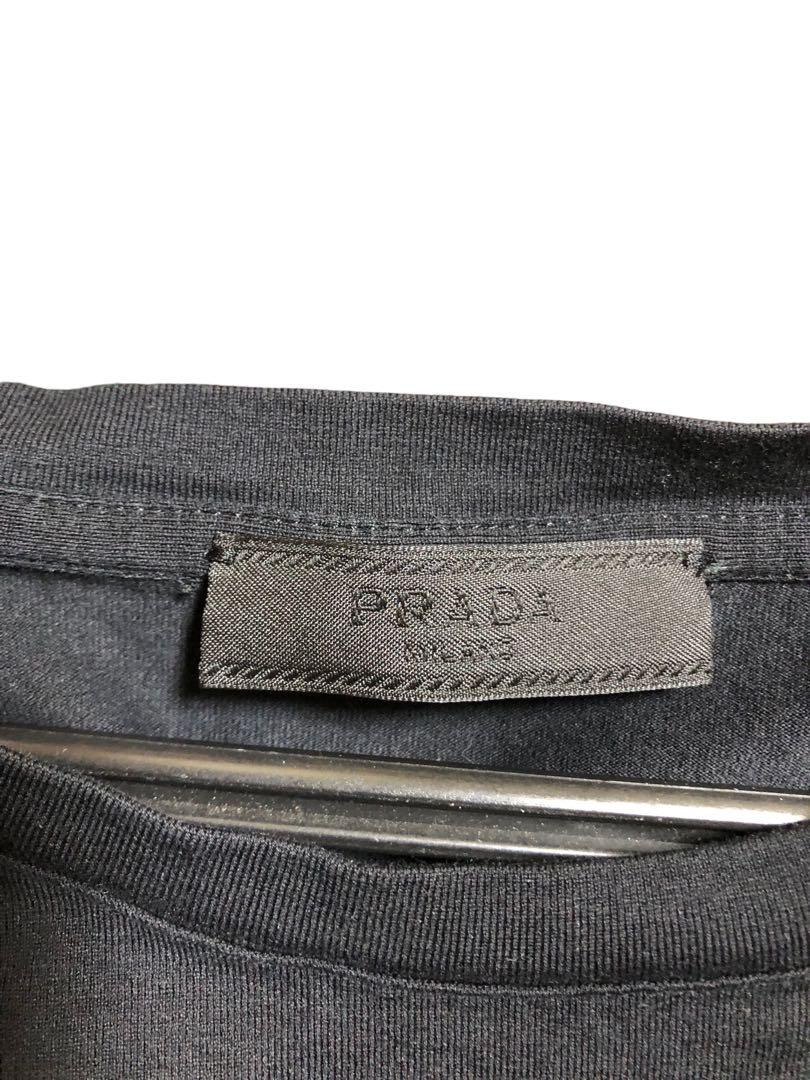 美品　PRADA プラダ　ロゴ　ポケット　ロンT 長袖　ナイロン切替　ブラック