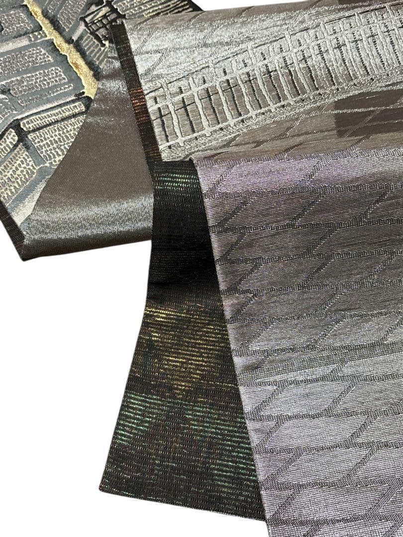 A19 未使用 美品袋帯 リバーシブル 幾何科学模様 金糸 シルクコード A19 未使用 美品袋帯 リバーシブル 幾何科学模様 金糸 シルクコード