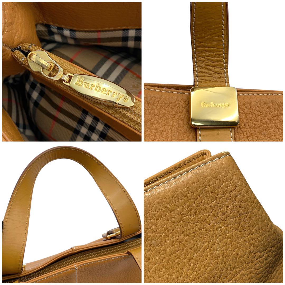 人気特価 Burberry 通勤 A4 ゴールド金具 レザー トートバッグ バーバリー バッグ