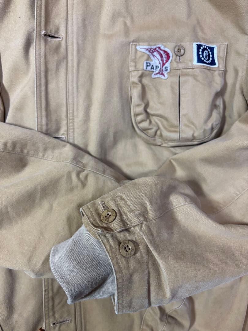 Papas ベージュ モッズコート フード付き ミリタリージャケット ダウン