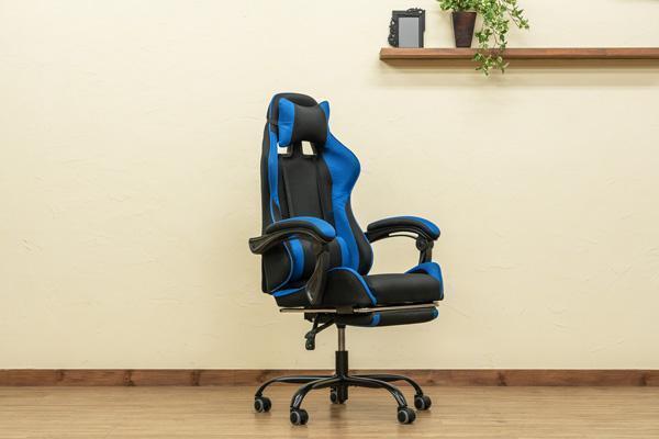 新品　フルフラットメッシュレーシングチェア　ブルー