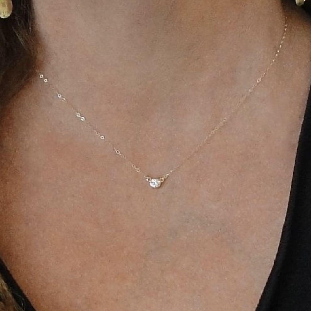 1粒ダイヤモンドゴールドネックレス 男女兼用 ゴールド14Kコーティング 1粒ダイヤモンドゴールドネックレス 男女兼用 ゴールド14K