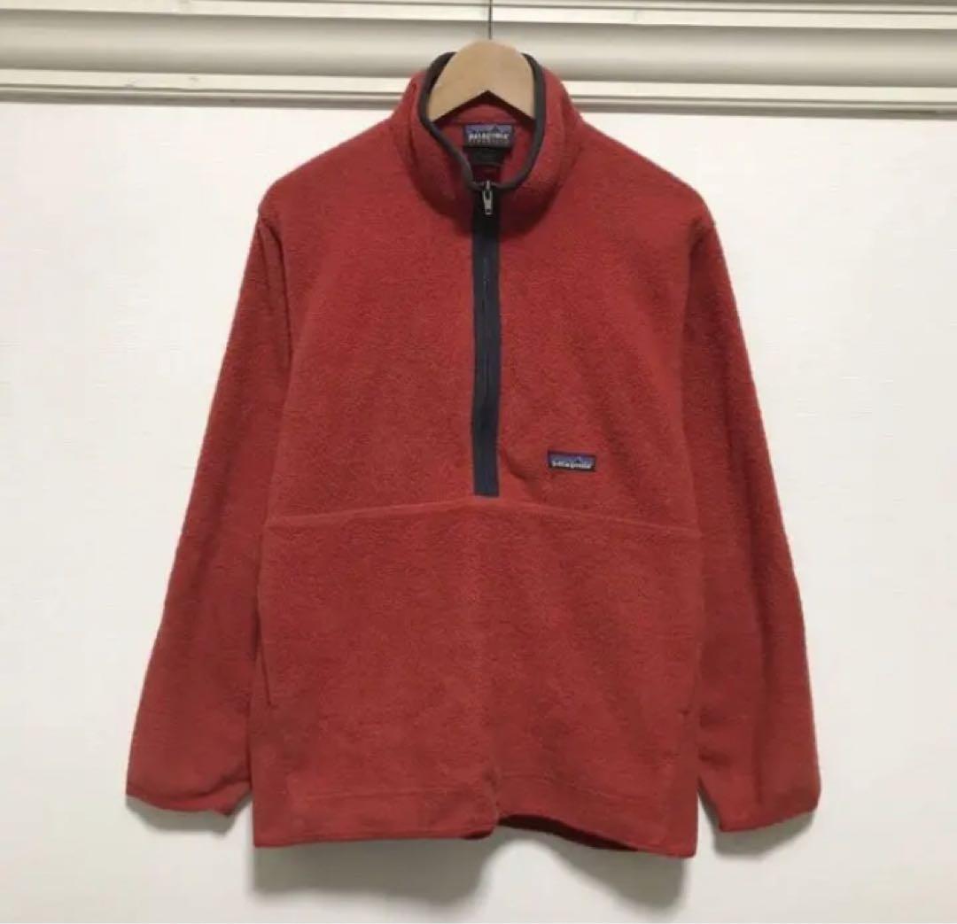 希少　patagonia シンチラ　フリースジャケット  ロゴ　ハーフジップ　赤