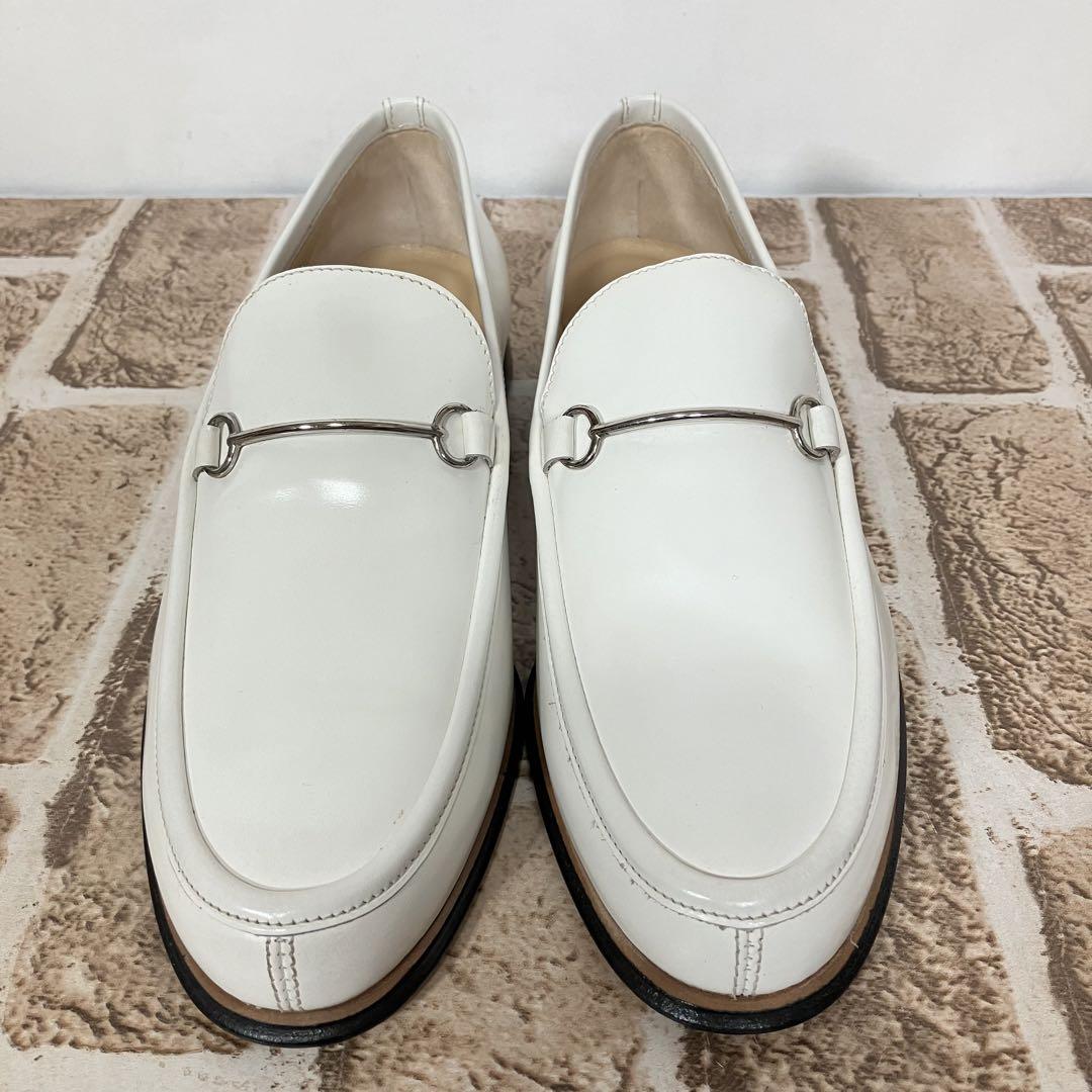 ほぼ新品✨ GUCCI グッチ 23.5 レザー ローファー ホワイト
