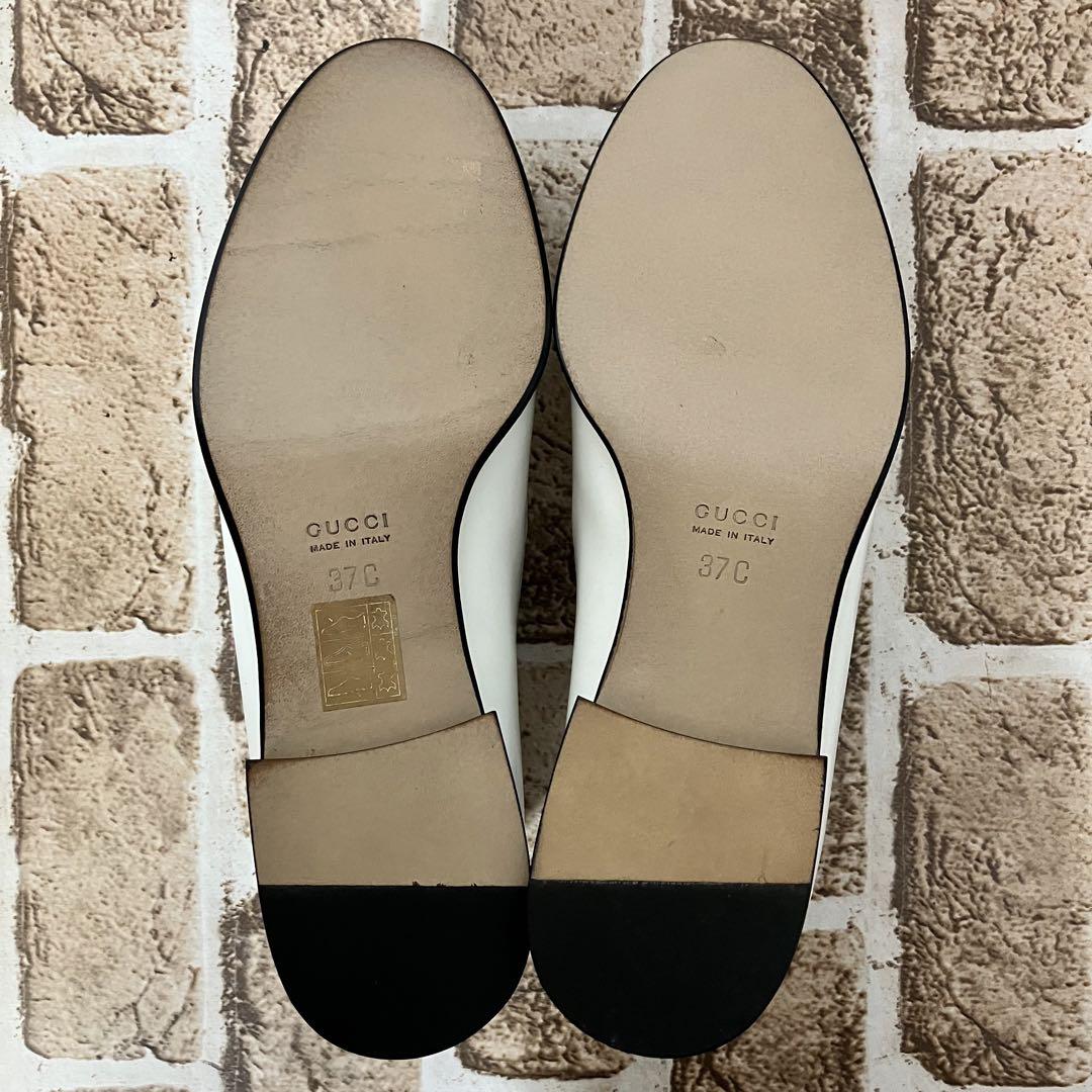 ほぼ新品✨ GUCCI グッチ 23.5 レザー ローファー ホワイト