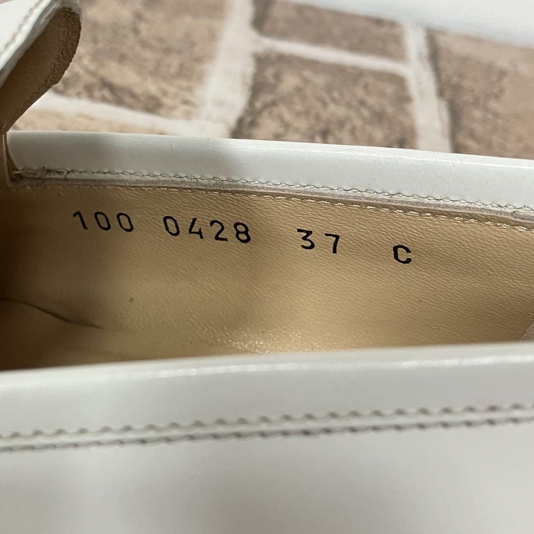ほぼ新品✨ GUCCI グッチ 23.5 レザー ローファー ホワイト