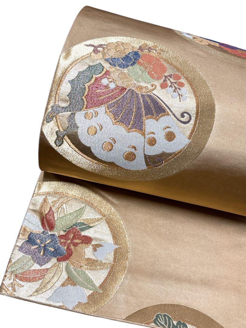 驚きの価格が実現！ 新品 袋帯 フォーマル 正絹 【蝶➕花】 華文 ゴールド 着物・浴衣