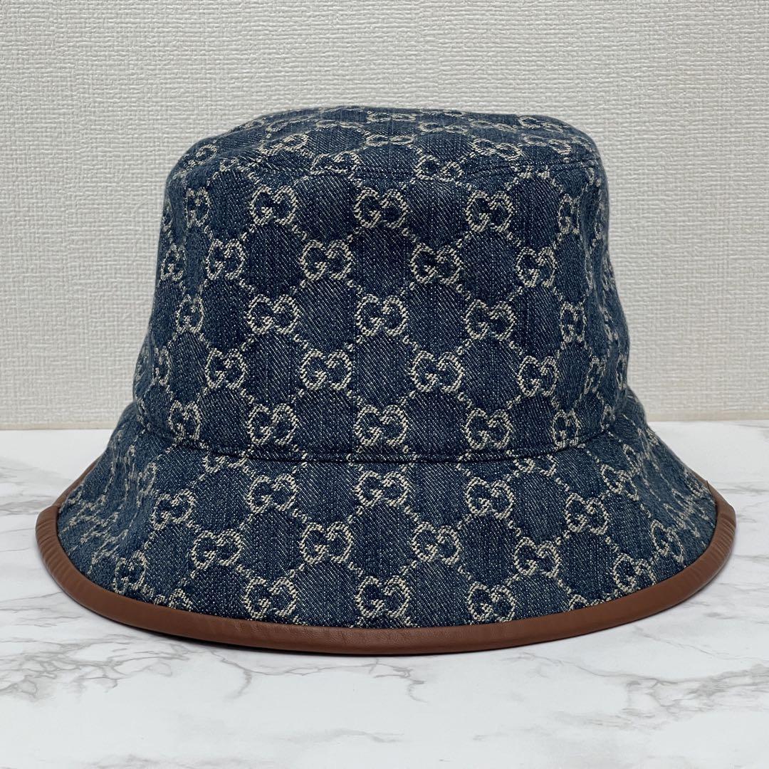 グッチ GGキャンバス バケットハット 帽子 ハット バケハ ブルー