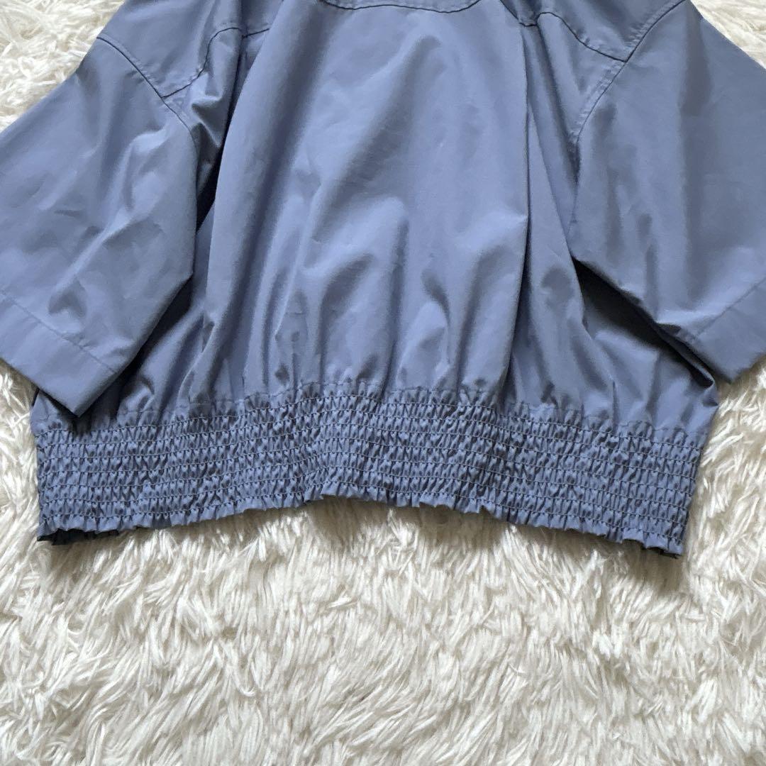 美品 2024 セオリーリュクス クロップ丈ショートスリーブシャツ 38 ブルー