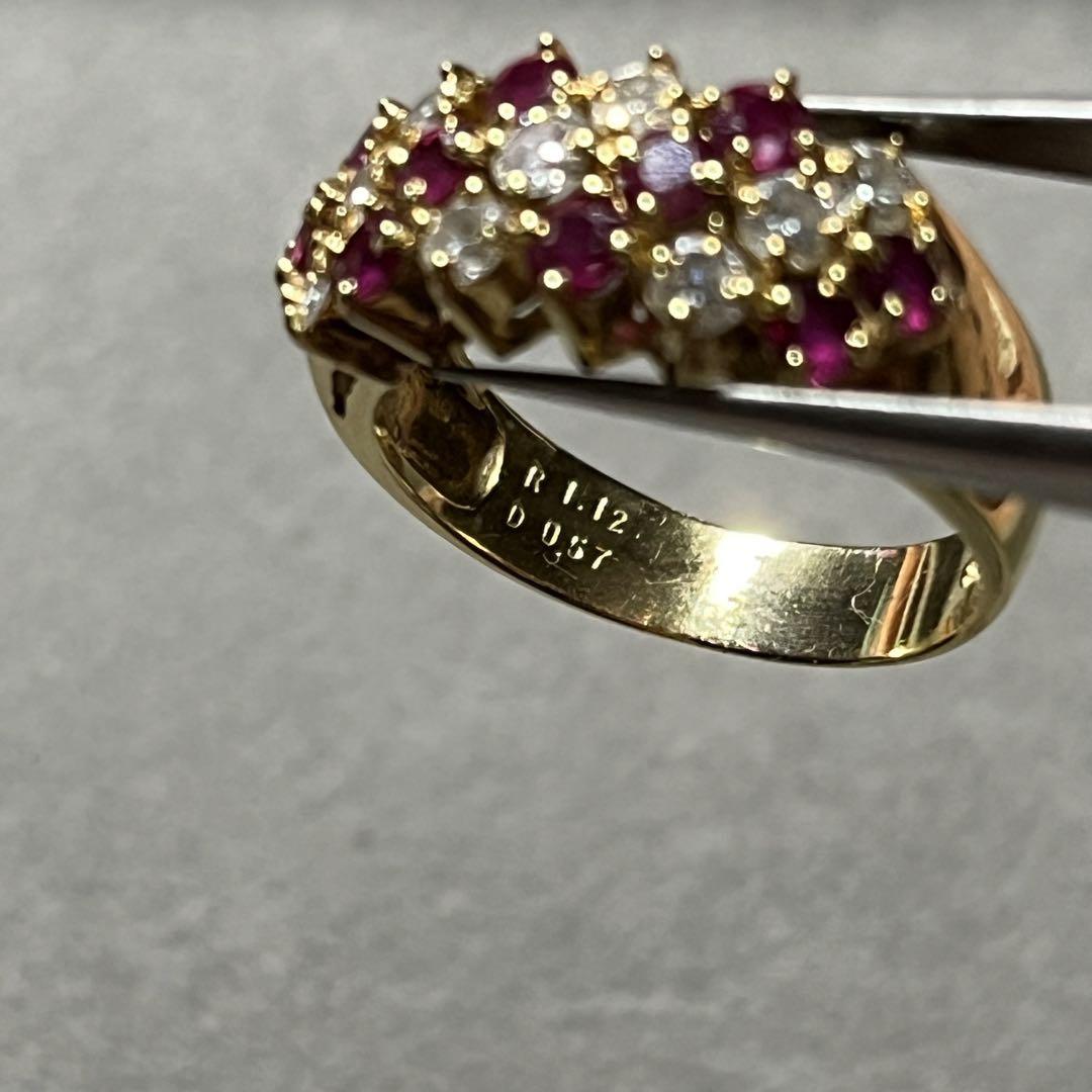 ファッション通販 安い K18♥️天然ルビー＆天然ダイヤモンド⭐️リング 総重量4.68g アクセサリー