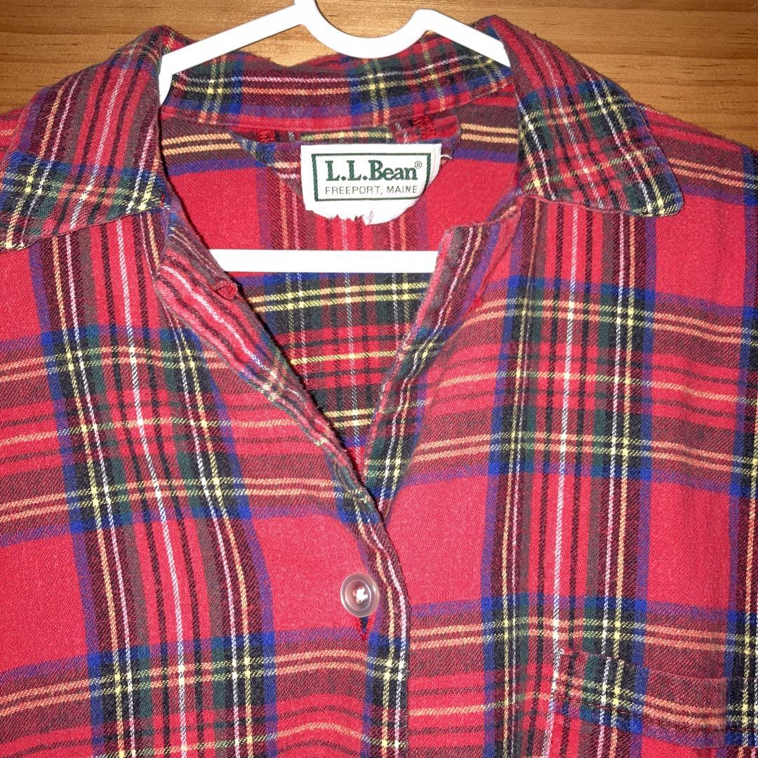 L.L.Bean 赤 チェック フランネルシャツ　M size