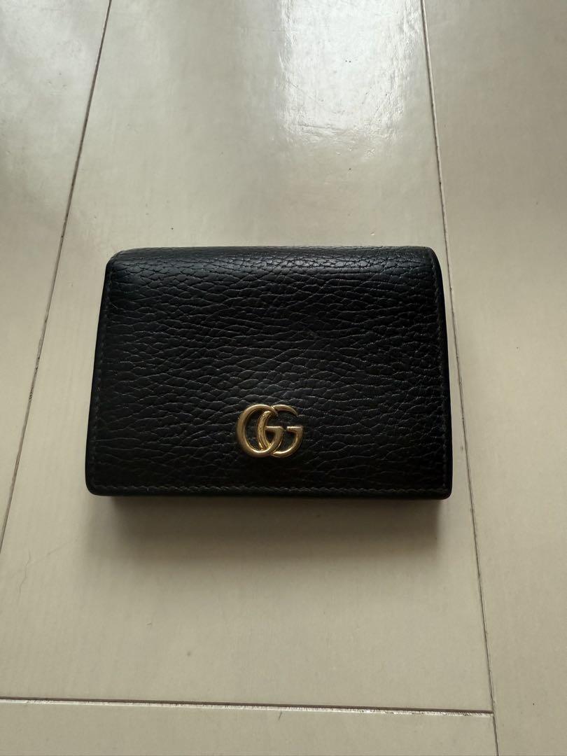 GUCCI ブラックレザー 二つ折り財布 ミニ財布