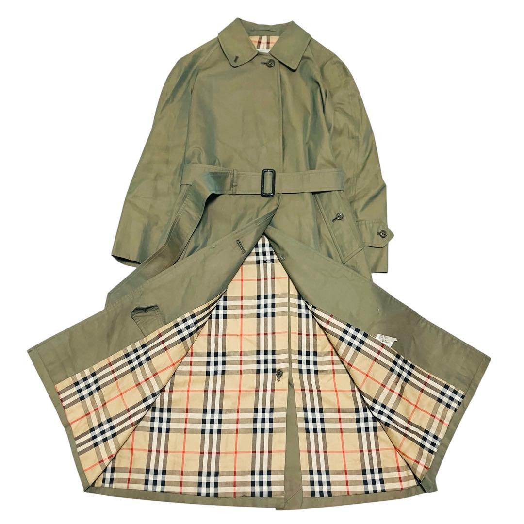 90 s バーバリー トレンチコート チェック ステン 玉虫色S BURBERRY