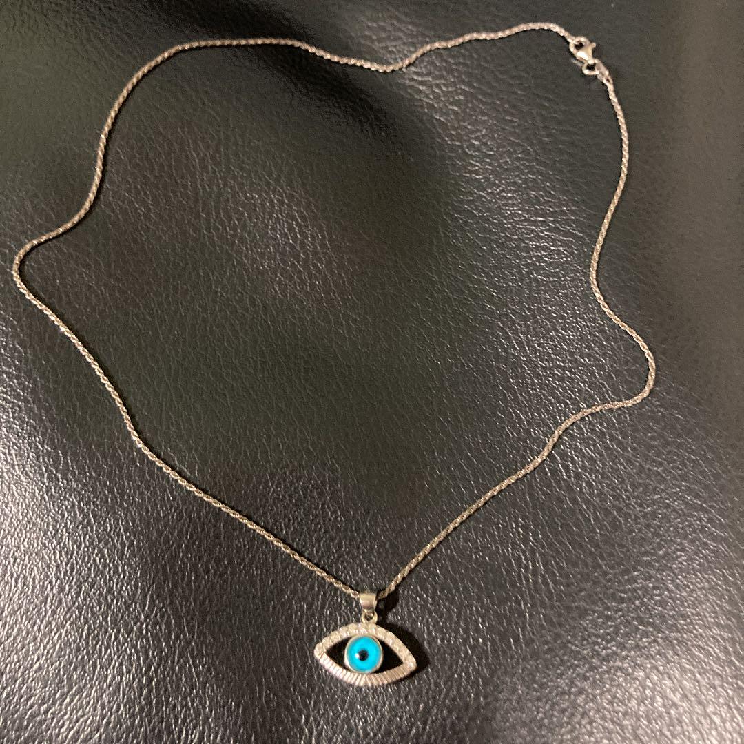 【本物素材】純正シルバー　blue eye ネックレス