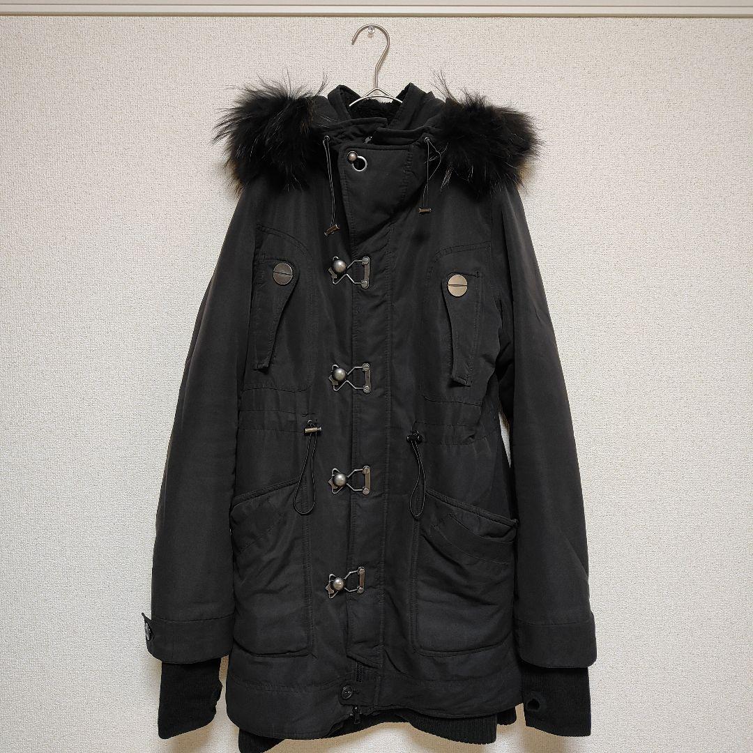 SLY MILITARY ジャケット スライ ファー フード ロング コート 黒