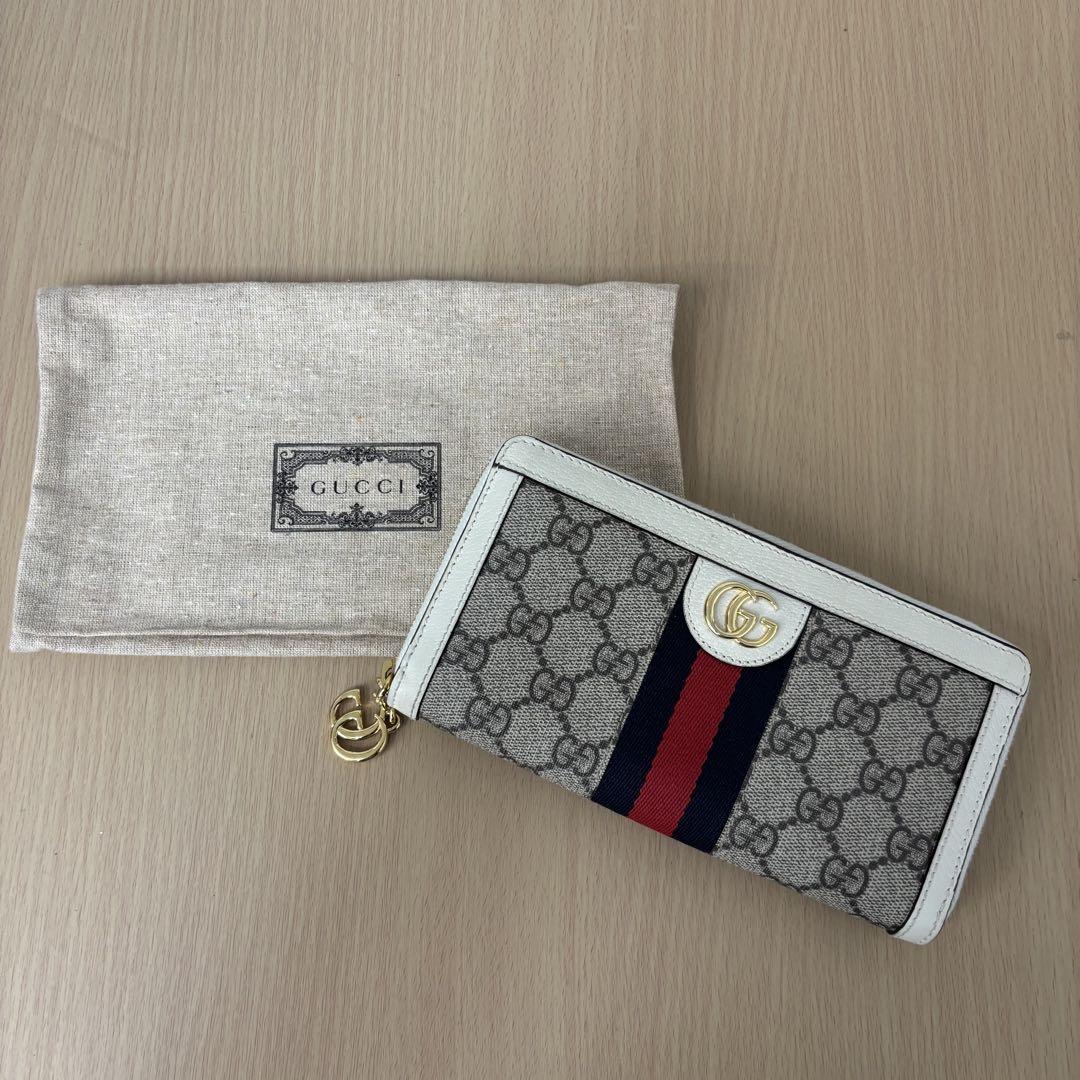 ▪️GUCCIグッチ長財布 ラウンドファスナー 523154 シェリーラインGG