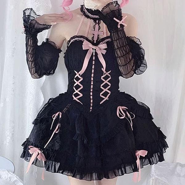 正規品 AliceGirl ロリータ ワンピース 手袖 天使界隈  ピンク L