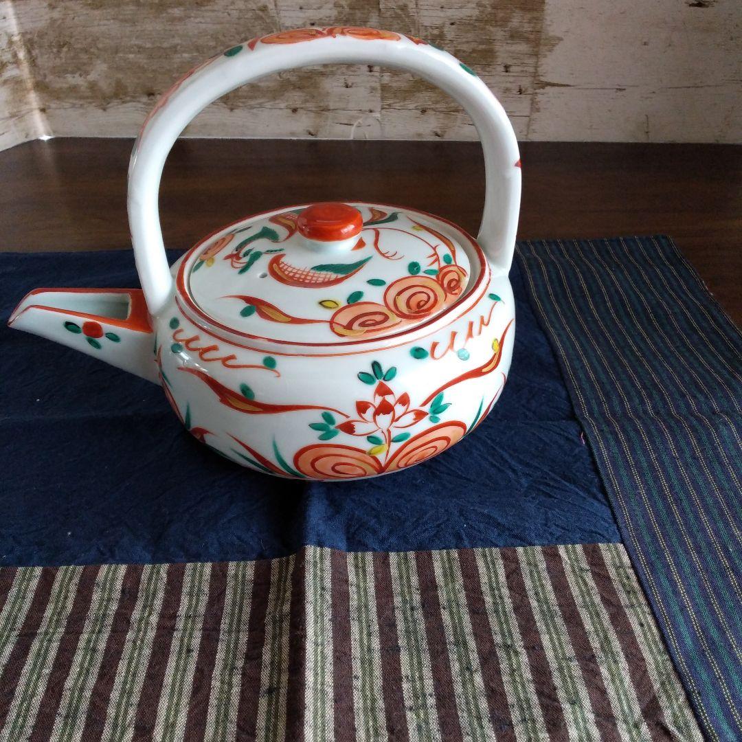 幸兵衛窯　赤絵　鳥草花文　銚子