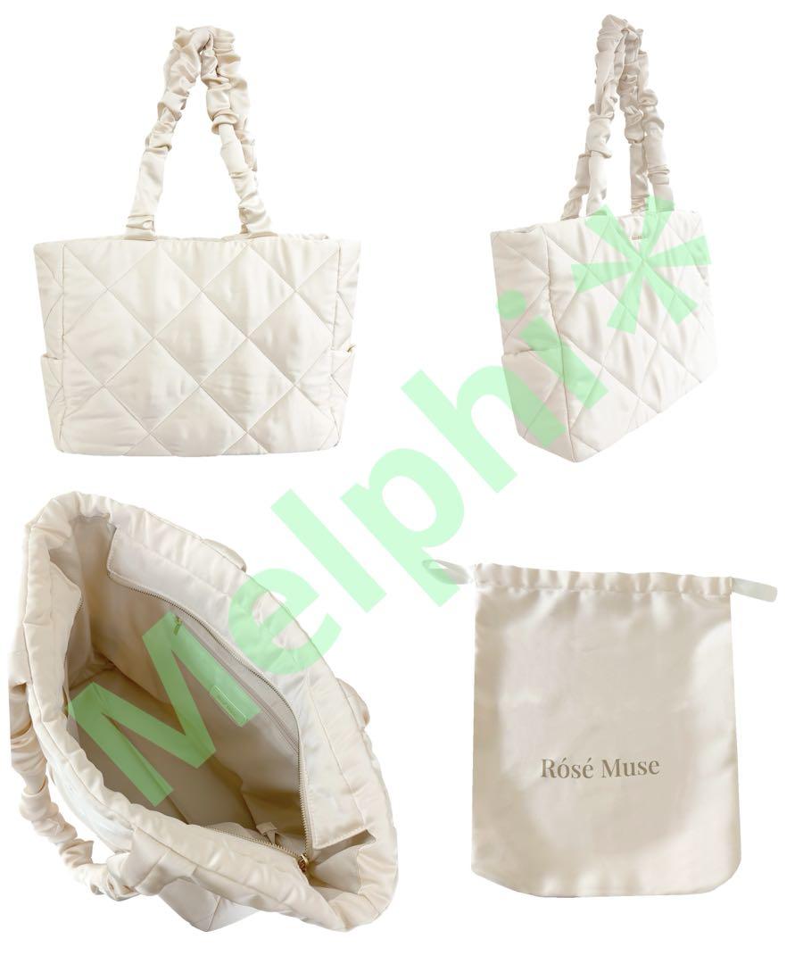 ロゼミューズ satin quilting big tote アイボリー