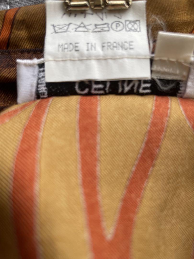 希少 OLD CELINE シルクシャツ トリオンフ 飛行機 総柄長袖シャツ L