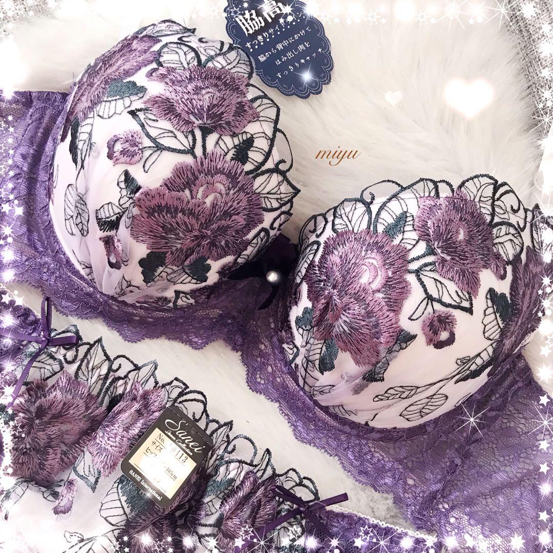 24時間以内発送❣️パープルC70❤︎ロージー刺繍♥️ブラTバック