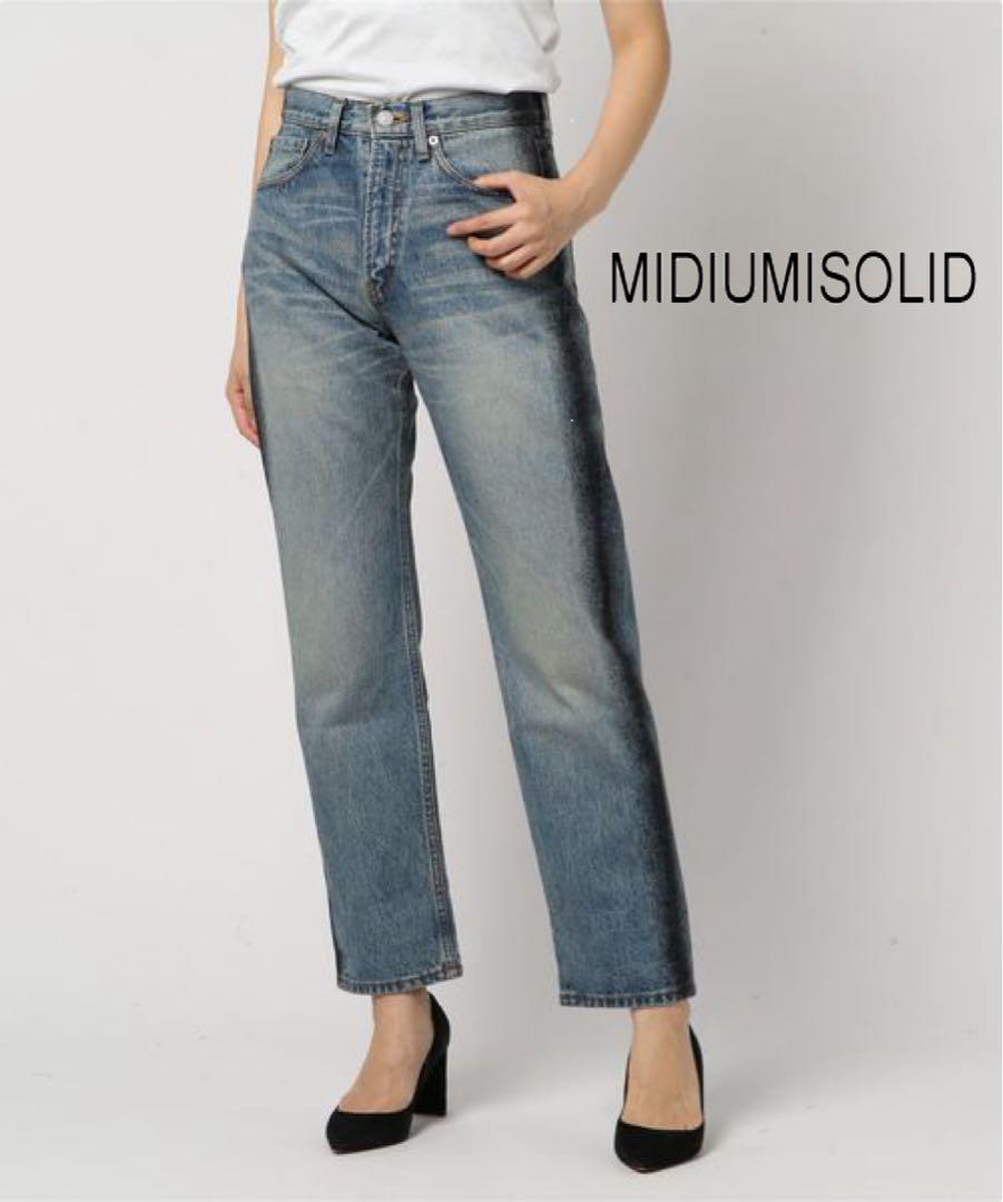美品　midiumisolid　ブリードサイドライン　加工　デニム　ジーンズ