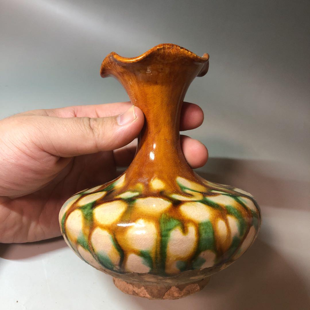 唐三彩 长颈瓶 骨董品 アンティーク 陶芸 壺 - メルカリ
