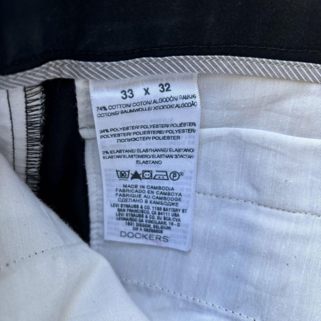 00s DOCKERS チノパン ブラック ツータック 33×32