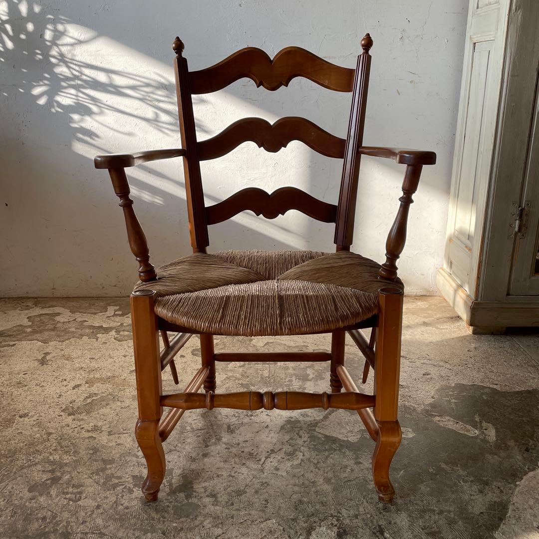 SUMMER SALE 7/4〜7/31 ビンテージ アーム藁チェア