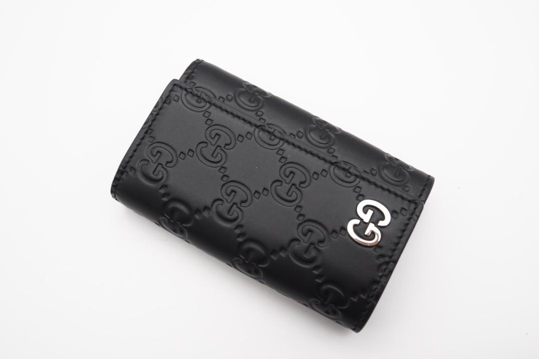 GUCCI 6連キーケース GGメタル グッチシマ レザー キーケース ブラック