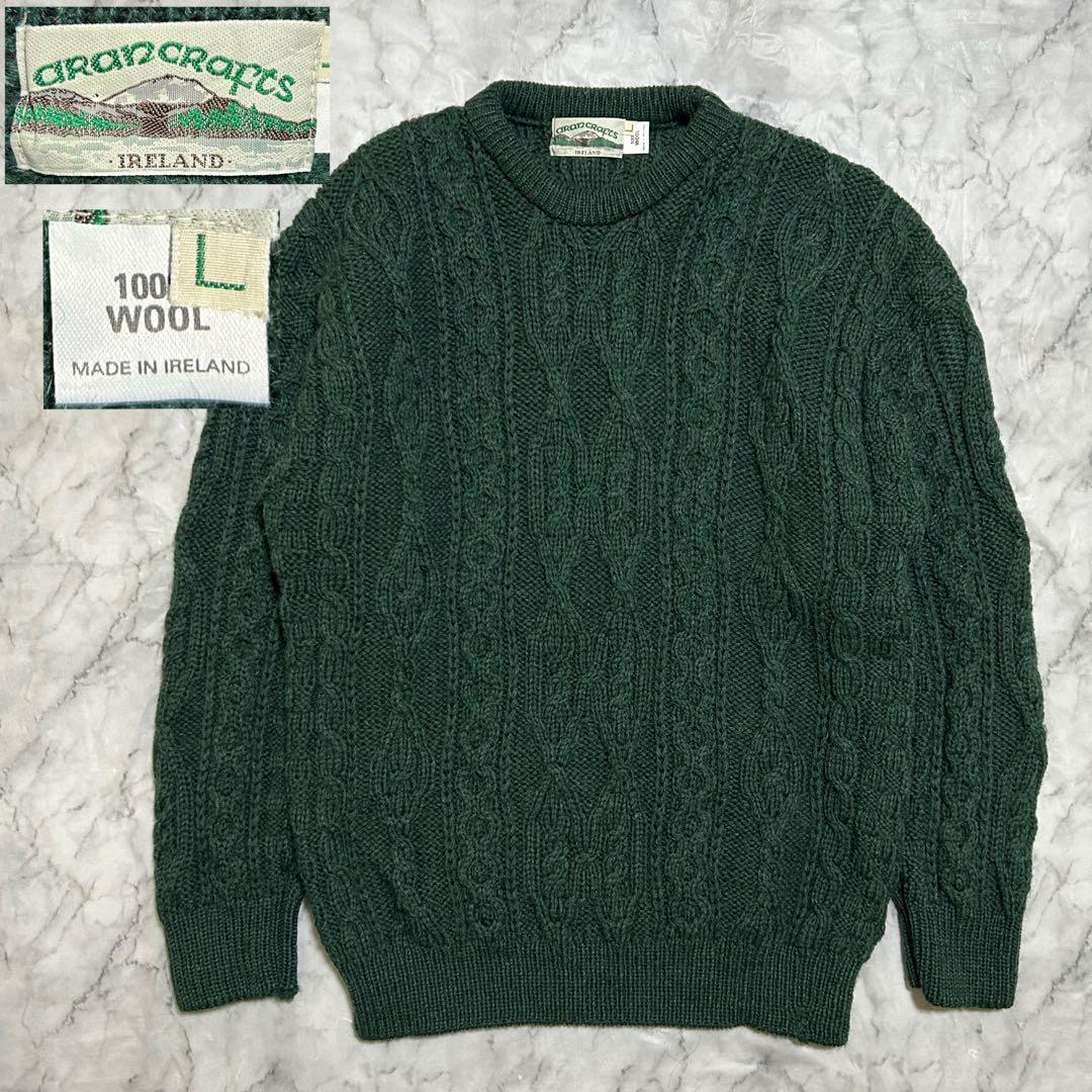 アイルランド製 アランクラフト aran crafts ウール セーター L