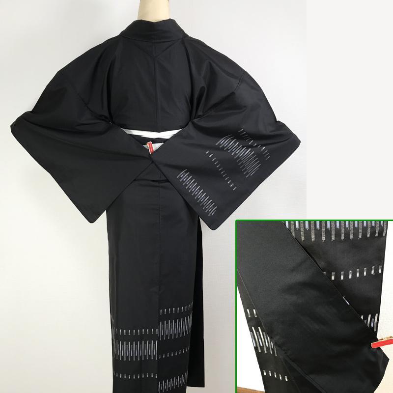 19mh13逸品 縞 幾何学文様 美品 qPWaY-m19385331868 付下げ 紬 墨色 最新作即納