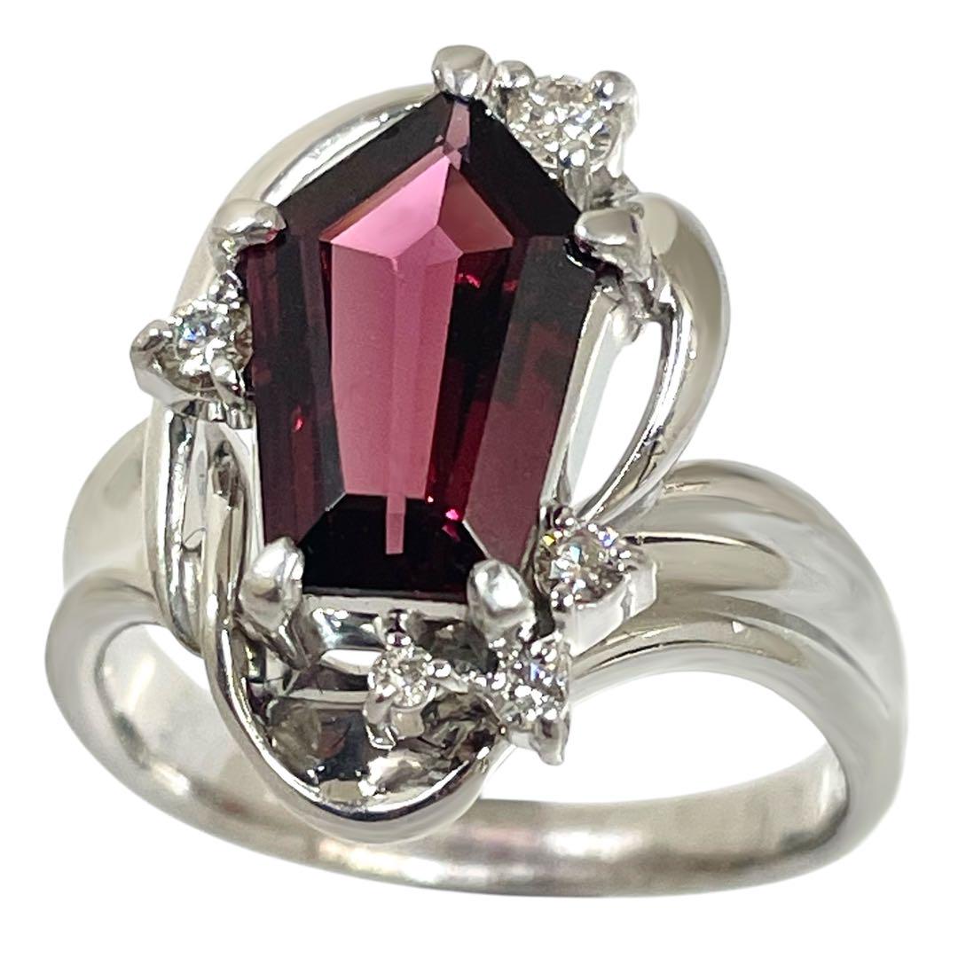 Pt900 ロードライト ガーネット 2.22ct ダイヤモンド ダイヤ リング
