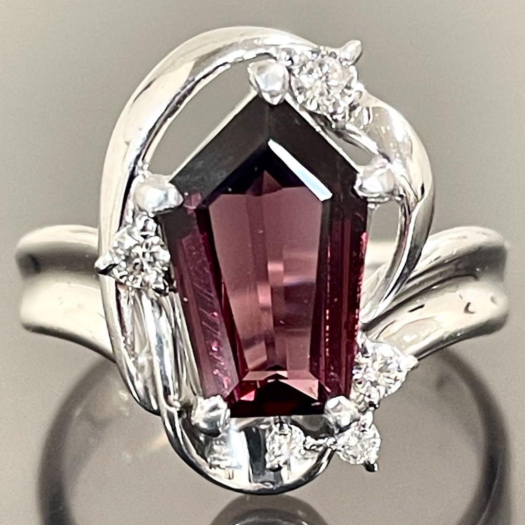 Pt900 ロードライト ガーネット 2.22ct ダイヤモンド ダイヤ リング