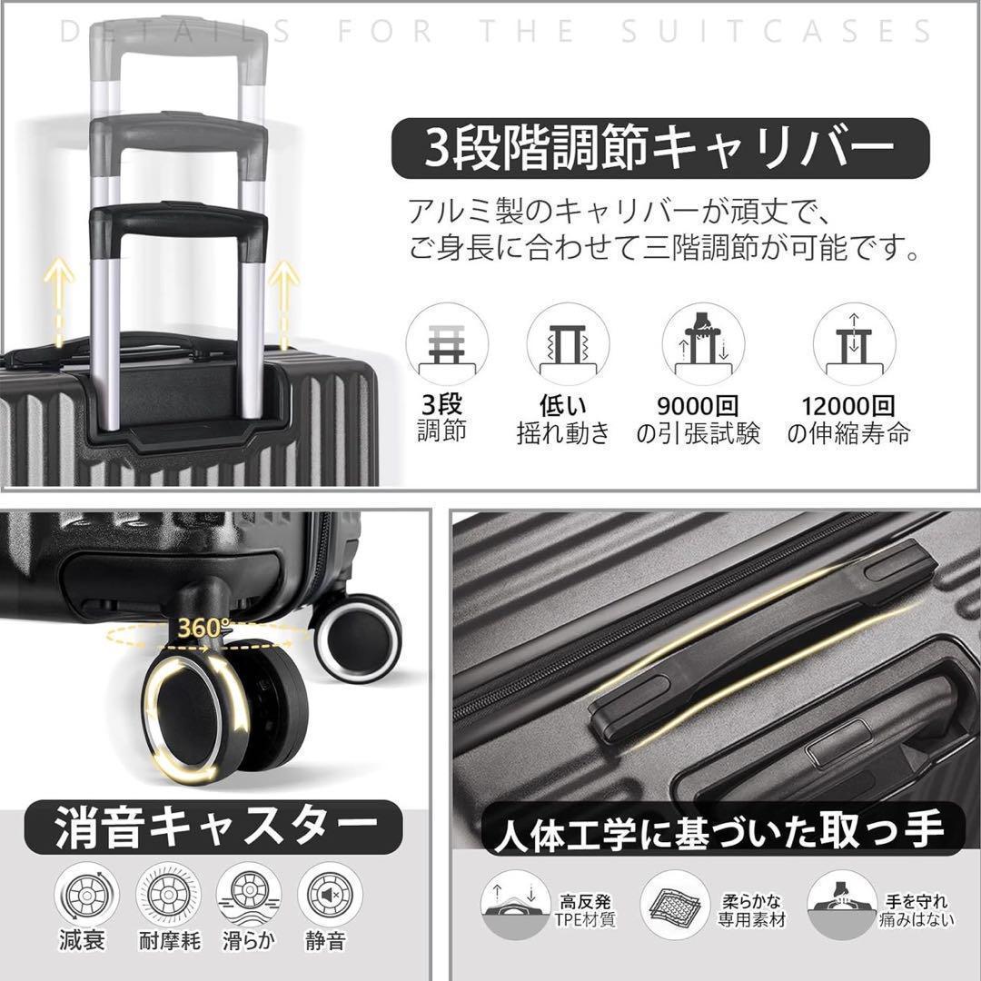 ③ ネイビー　スーツケース 機内持ち込み キャリーケース 大容量 軽量 ジッパー