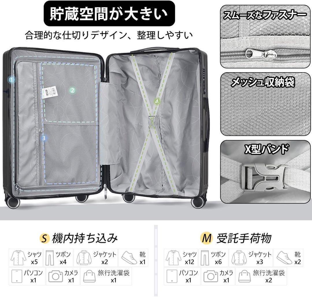 ③ ネイビー　スーツケース 機内持ち込み キャリーケース 大容量 軽量 ジッパー