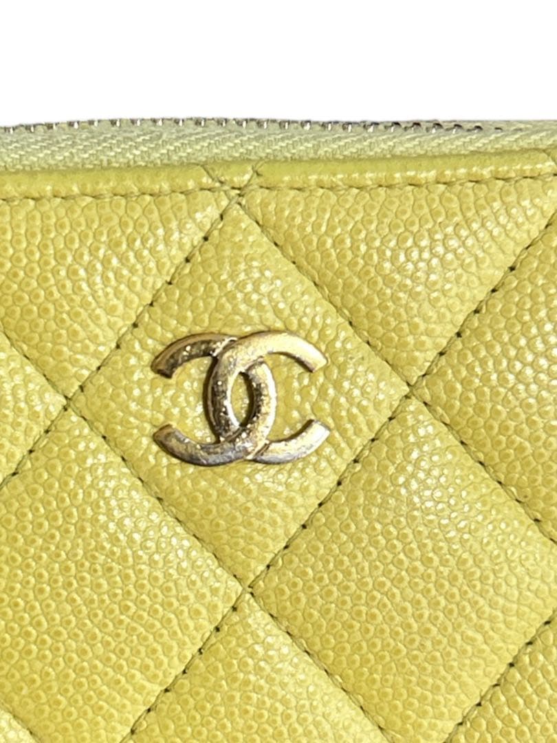 【CHANEL】シャネル キャビアスキン コインケース カードケース イエロー