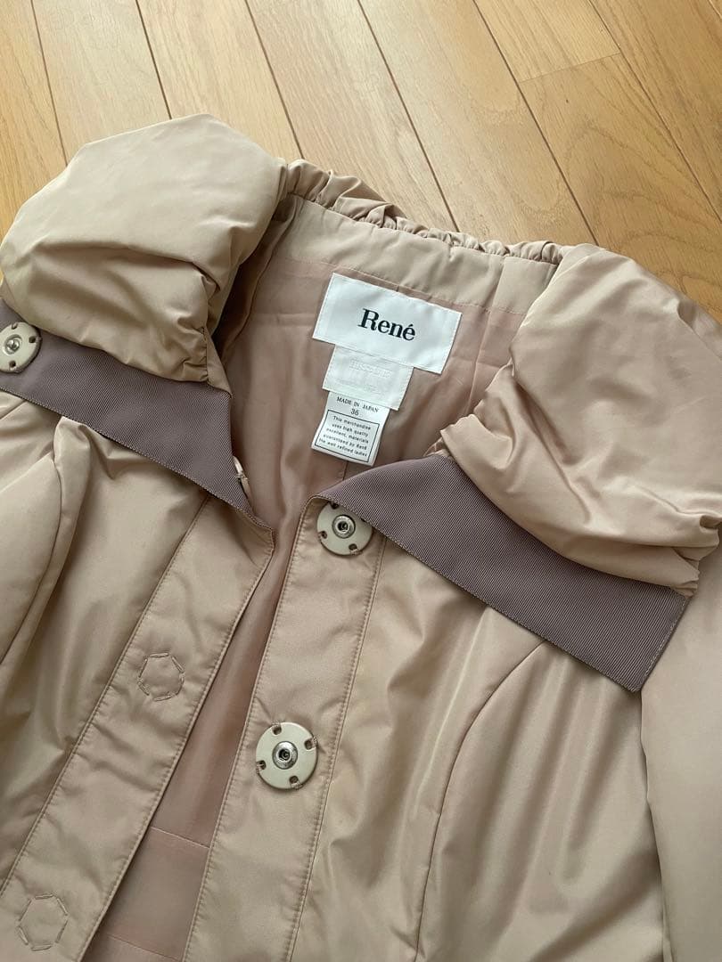 Reneルネ ロイヤルスイートコート ロングコート 中綿 ピンクベージュ